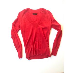 The Limited Coral Red V-neck Sweater